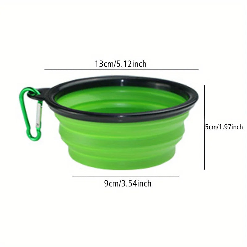 Dog Folding Bowl Portable Dog Travel Bowl Dog Food Water Bowl for Outdoor Walking Silicone Dog Food Water Bowl with Bowl Lip