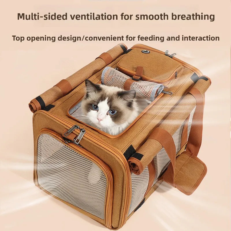 Pet Carrier Bag with Mesh Windows for Large Cat Small Dog Carriers Up To 26lbsTravel Puppy with Shoulder Strap Travel Vet Visits