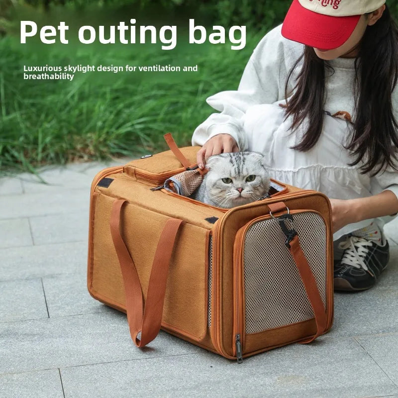 Pet Carrier Bag with Mesh Windows for Large Cat Small Dog Carriers Up To 26lbsTravel Puppy with Shoulder Strap Travel Vet Visits