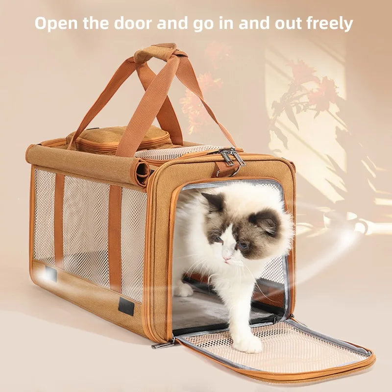 Pet Carrier Bag with Mesh Windows for Large Cat Small Dog Carriers Up To 26lbsTravel Puppy with Shoulder Strap Travel Vet Visits