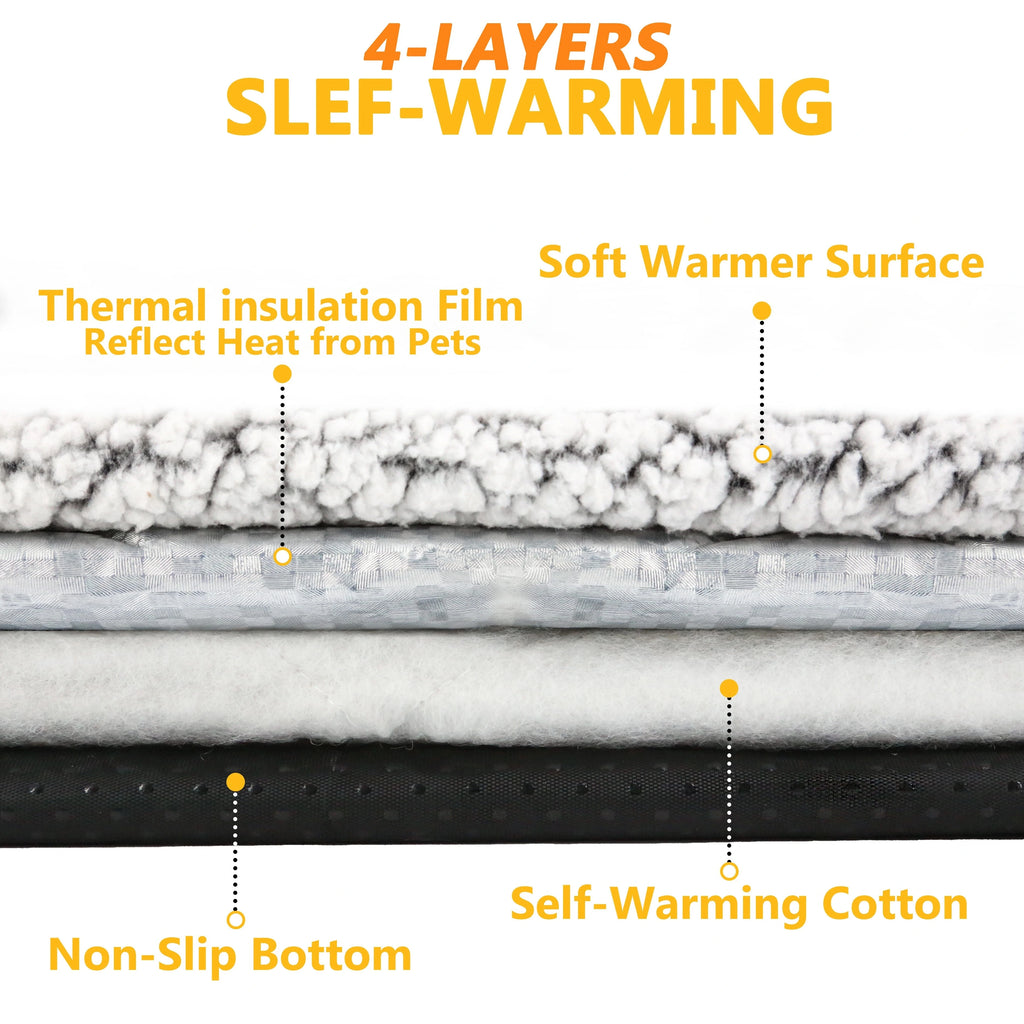 Self-Heating Pet Pads Blanket Puppy Pad Warm Cushion Mat for Cats Dogs Washable Pets with Thermal Body Heat Reflecting Core Pad