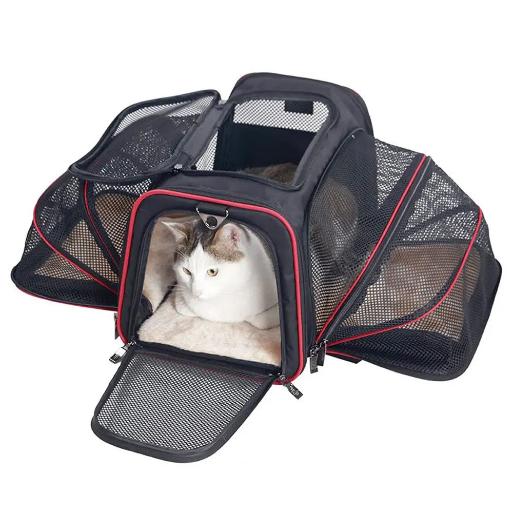 Pet Carriers Bag Portable Breathable Foldable Bag Cat Dog Carrier Bags Outgoing Outdoor Travel Pets Cats Handbag Safety Zippers